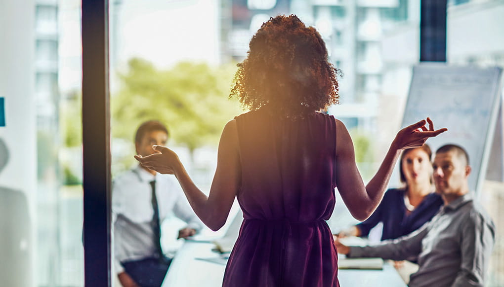 Woman giving presentation